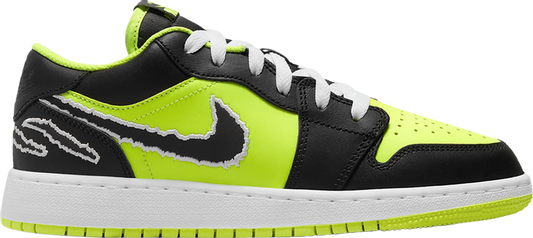 נעלי סניקרס Air Jordan 1 Low SE GS 'Big Cat Energy' של המותג נייקי בצבע ירוק עשויות עוֹר