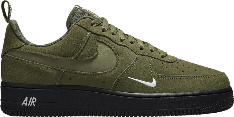 נעלי סניקרס Air Force 1 '07 LV8 'Reflective Swoosh - Cargo Khaki' של המותג נייקי בצבע ירוק עשויות עור (זמש)