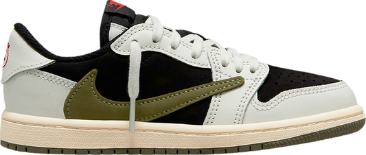 נעלי סניקרס Travis Scott x Air Jordan 1 Low OG PS 'Olive' של המותג נייקי בצבע ירוק עשויות עור (זמש)