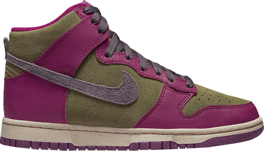 נעלי סניקרס Wmns Dunk High 'Dynamic Berry' של המותג נייקי בצבע וָרוֹד עשויות עור (זמש)