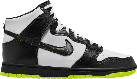 נעלי סניקרס Dunk High 'Electric' של המותג נייקי בצבע שָׁחוֹר עשויות עוֹר