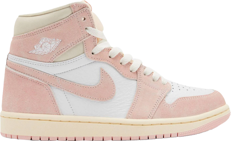 נעלי סניקרס Air Jordan 1 Retro High OG PS 'Washed Pink' של המותג נייקי בצבע וָרוֹד עשויות עור (זמש)