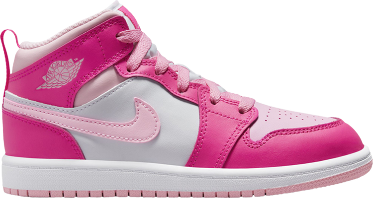 נעלי סניקרס Air Jordan 1 Mid PS 'Fierce Pink' של המותג נייקי בצבע וָרוֹד עשויות עוֹר