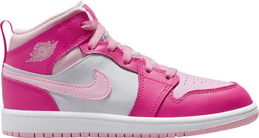 נעלי סניקרס Air Jordan 1 Mid PS 'Fierce Pink' של המותג נייקי בצבע וָרוֹד עשויות עוֹר