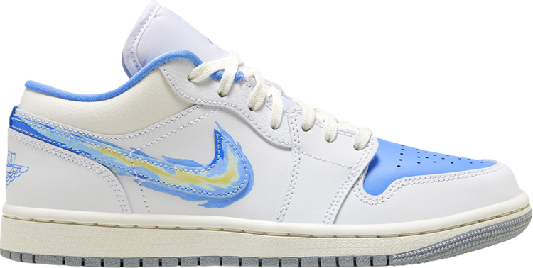 נעלי סניקרס Wmns Air Jordan 1 Low SE 'Just Skate - University Blue' של המותג נייקי בצבע לבן עשויות עוֹר