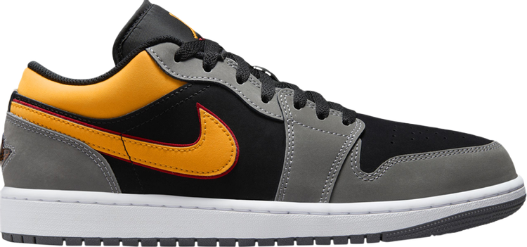 נעלי סניקרס Air Jordan 1 Low SE 'Vivid Orange' של המותג נייקי בצבע שָׁחוֹר עשויות עור (נובוק)