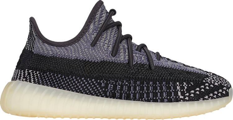 נעלי סניקרס Yeezy Boost 350 V2 Kids 'Carbon' של המותג אדידס בצבע שָׁחוֹר עשויות ניילון פוליאסטר Primeknit