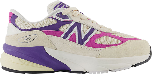 נעלי סניקרס Teddy Santis x 990v6 Big Kid Wide 'Macadamia Nut Magenta' של המותג ניו באלאנס בצבע קרם עשויות עור (זמש)