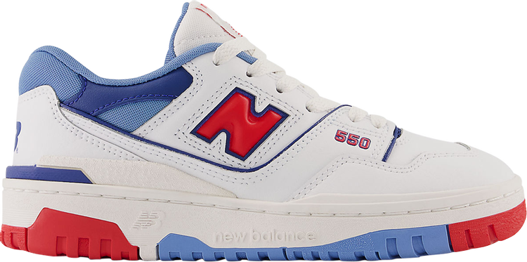נעלי סניקרס 550 Big Kid 'White Red Blue' של המותג ניו באלאנס בצבע לבן עשויות עוֹר