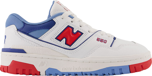 נעלי סניקרס 550 Big Kid 'White Red Blue' של המותג ניו באלאנס בצבע לבן עשויות עוֹר