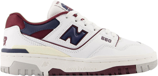 נעלי סניקרס 550 Big Kid 'White Burgundy Navy' של המותג ניו באלאנס בצבע לבן עשויות עוֹר