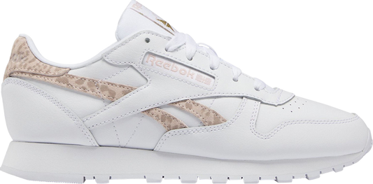 נעלי סניקרס Wmns Classic Leather 'Soft Ecru Leopard' של המותג ריבוק בצבע לבן עשויות עוֹר