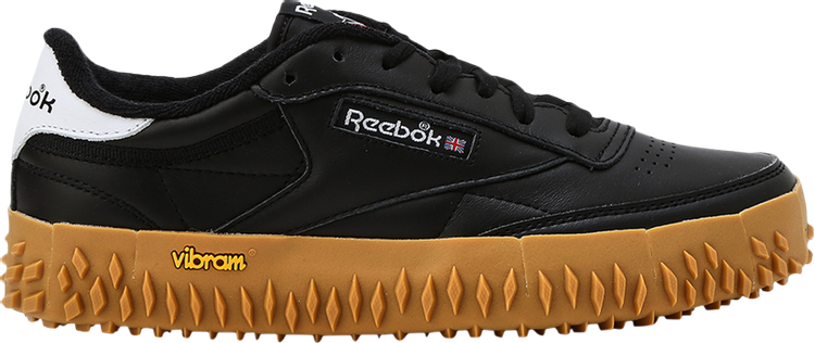 נעלי סניקרס Club C Vibram 'Black Gum' של המותג ריבוק בצבע שָׁחוֹר עשויות עוֹר