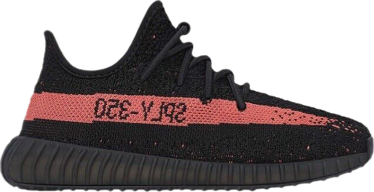 נעלי סניקרס Yeezy Boost 350 V2 Kids 'Red' של המותג אדידס בצבע שָׁחוֹר עשויות ניילון פוליאסטר Primeknit