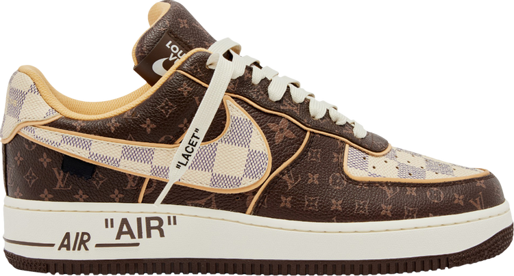נעלי סניקרס Louis Vuitton x Air Force 1 Low 'Monogram Damier' Pilot Case של המותג נייקי בצבע חום עשויות עוֹר