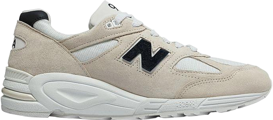 נעלי סניקרס 990v2 Made in USA 'Beige Black' של המותג ניו באלאנס בצבע לבן עשויות עור (זמש)