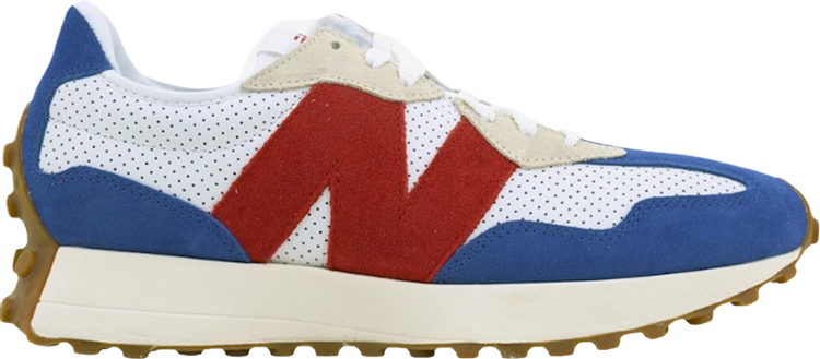 נעלי סניקרס 327 'White Blue Red' JD Exclusive של המותג ניו באלאנס בצבע לבן עשויות עוֹר