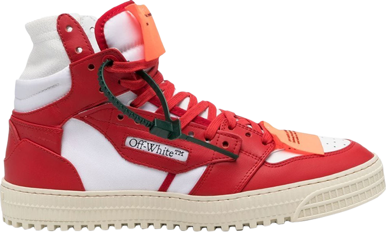 נעלי סניקרס Off-White Off-Court 3.0 High 'Red White' של המותג אוף וויט בצבע אָדוֹם עשויות עוֹר