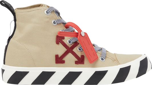 נעלי סניקרס Off-White Vulcanized Mid 'Sand Burgundy' של המותג אוף וויט בצבע קרם עשויות בַּד