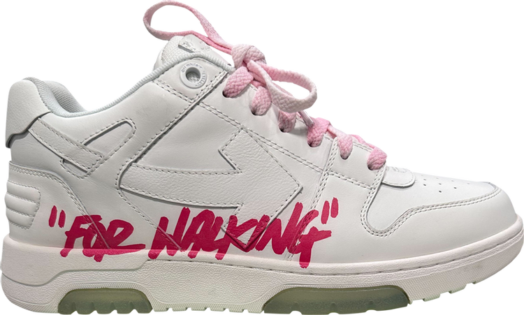 נעלי סניקרס Off-White Out of Office 'For Walking - White Fuchsia' של המותג אוף וויט בצבע לבן עשויות עוֹר