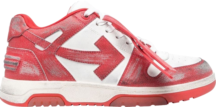 נעלי סניקרס Off-White Out of Office Vintage Leather 'White Red' של המותג אוף וויט בצבע אָדוֹם עשויות עוֹר