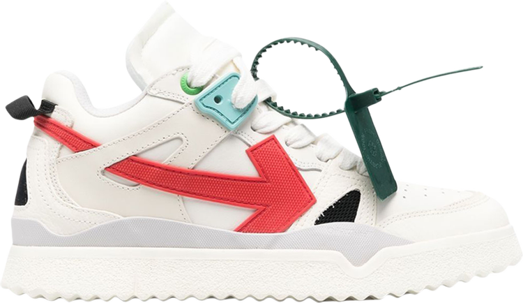 נעלי סניקרס Off-White New Mid Sponge 'White Red' של המותג אוף וויט בצבע לבן עשויות עוֹר