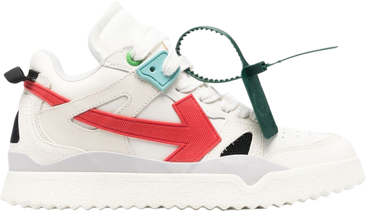 נעלי סניקרס Off-White New Mid Sponge 'White Red' של המותג אוף וויט בצבע לבן עשויות עוֹר