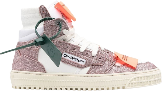 נעלי סניקרס Off-White Wmns Off-Court 3.0 High 'Pink Glitter' של המותג אוף וויט בצבע וָרוֹד עשויות עוֹר