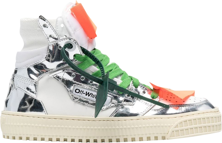 נעלי סניקרס Off-White Wmns Off-Court 3.0 High 'White Metallic Silver' של המותג אוף וויט בצבע כסף עשויות עוֹר