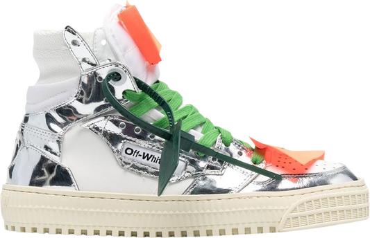 נעלי סניקרס Off-White Wmns Off-Court 3.0 High 'White Metallic Silver' של המותג אוף וויט בצבע כסף עשויות עוֹר