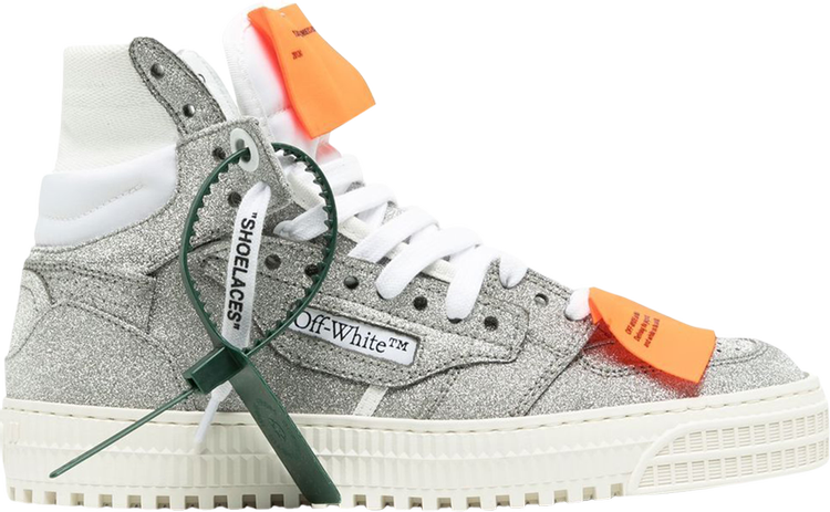 נעלי סניקרס Off-White Wmns Off-Court 3.0 High 'Silver Glitter' של המותג אוף וויט בצבע כסף עשויות עוֹר