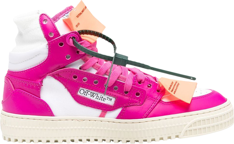 נעלי סניקרס Off-White Wmns Off-Court 3.0 High 'Fuchsia Pink' של המותג אוף וויט בצבע וָרוֹד עשויות עוֹר