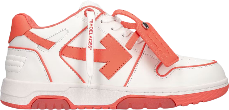נעלי סניקרס Off-White Wmns Out Of Office 'Outlined - White Coral Red' של המותג אוף וויט בצבע לבן עשויות עוֹר