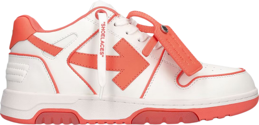 נעלי סניקרס Off-White Wmns Out Of Office 'Outlined - White Coral Red' של המותג אוף וויט בצבע לבן עשויות עוֹר