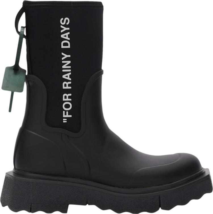 נעלי סניקרס Off-White Wmns Sponge Rubber Rain Boot 'For Rainy Days - Black' של המותג אוף וויט בצבע שָׁחוֹר עשויות גוּמִי