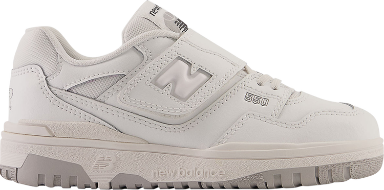 נעלי סניקרס 550 Bungee Lace Top Strap Little Kid 'White Grey' של המותג ניו באלאנס בצבע לבן עשויות עוֹר