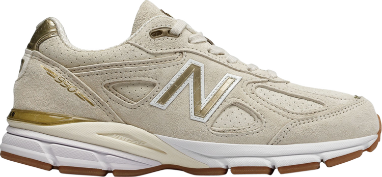 נעלי סניקרס Wmns 990v4 Made in USA 'Angora' של המותג ניו באלאנס בצבע קרם עשויות 