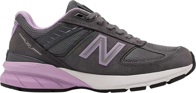 נעלי סניקרס Wmns 990v5 Made In USA Wide 'Lead Dark Violet Glow' של המותג ניו באלאנס בצבע אפור עשויות רֶשֶׁת