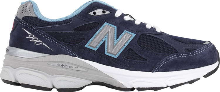 נעלי סניקרס Wmns 990v3 Made in USA 'Navy' של המותג ניו באלאנס בצבע כְּחוֹל עשויות עור (זמש)