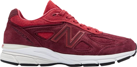 נעלי סניקרס Wmns 990v4 Made in USA 'Mercury Red' של המותג ניו באלאנס בצבע אָדוֹם עשויות עור (זמש)